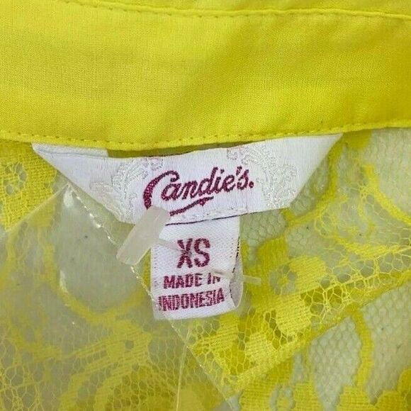 Candie's Yellow Tie-Front Button-Down Top Blouse Women's Size XS   NWT - Picture 2 of 10